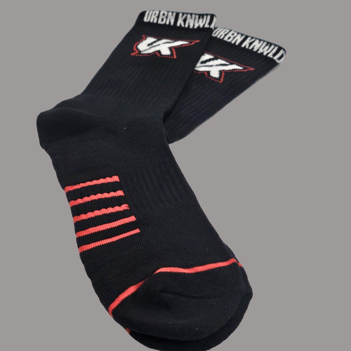 URBAN KNOWLEDGE BLACK TEAM LOGO SOCKS - Urban Knowledge Clothing