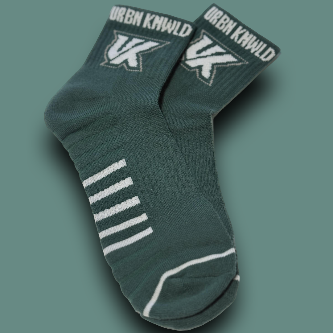 URBAN KNOWLEDGE PINE GREEN TEAM LOGO SOCKS - Urban Knowledge Clothing